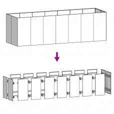 Augstā dārza puķu kaste, 280x80x80 cm, tērauds ar rūsas efektu