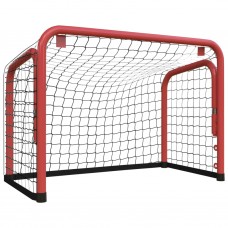 Hokeja vārti ar tīklu, sarkani melni, 68x32x47 cm, tērauds