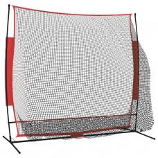 Beisbola tīkls, pārvietojams, melns un sarkans, 215x107x216 cm