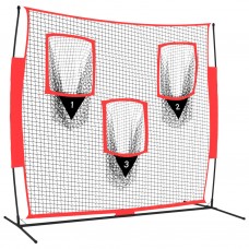 Beisbola tīkls, pārvietojams, melns un sarkans, 183x105x183 cm