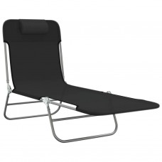 Saliekami sauļošanās krēsli, 2 gab., melns tekstilēns, tērauds