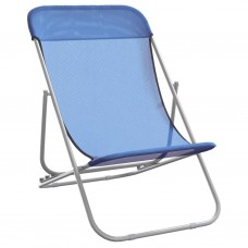 Sauļošanās krēsli, 2 gab., saliekami, zils tekstilēns, tērauds