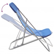 Sauļošanās krēsli, 2 gab., saliekami, zils tekstilēns, tērauds