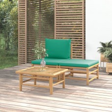 3-daļīgs dārza atpūtas mēbeļu komplekts ar matračiem, bambuss