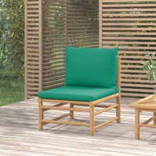 Dārza vidējais dīvāns ar zaļiem matračiem, bambuss
