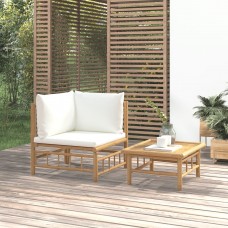 2-daļīgs dārza atpūtas mēbeļu komplekts ar matračiem, bambuss