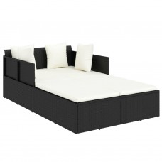 Sauļošanās gulta, 182x118x63 cm, pe rotangpalma, melna