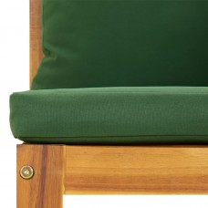 Vidējais dīvāns ar zaļiem matračiem, akācijas masīvkoks