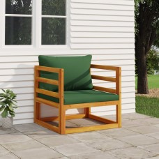 Dārza krēsls ar zaļiem matračiem, akācijas masīvkoks