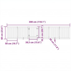 Suņu vārti ar durvīm, salokāmi, 6 paneļi, 300 cm, papeles koks