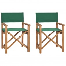 Saliekami režisora krēsli, 2 gab., zaļi, masīvs tīkkoks