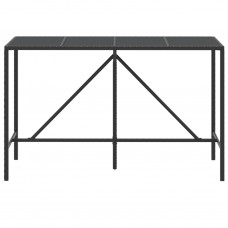 Bāra galds, stikla virsma, melns, 180x70x110 cm, pe rotangpalma