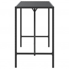 Bāra galds, stikla virsma, melns, 180x70x110 cm, pe rotangpalma