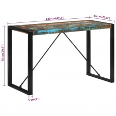 Virtuves galds, 120x55x76 cm, pārstrādāts masīvkoks