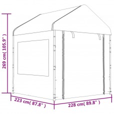 Nojume ar jumtu, balta, 6,69x2,28x2,69 m, polietilēns