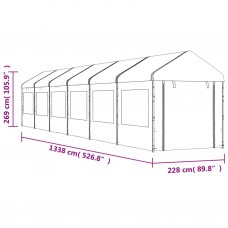 Nojume ar jumtu, balta, 13,38x2,28x2,69 m, polietilēns