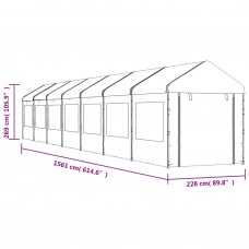 Nojume ar jumtu, balta, 15,61x2,28x2,69 m, polietilēns