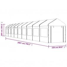 Nojume ar jumtu, balta, 20,07x2,28x2,69 m, polietilēns
