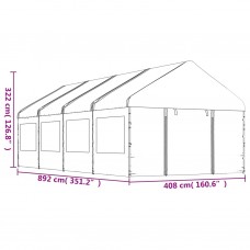 Nojume ar jumtu, balta, 8,92x4,08x3,22 m, polietilēns