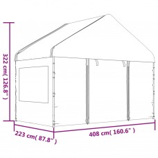 Nojume ar jumtu, balta, 13,38x4,08x3,22 m, polietilēns