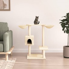 Kaķu māja ar stabiem nagu asināšanai, 82 cm, krēmkrāsas