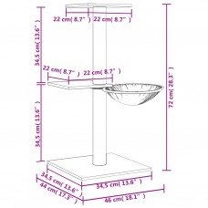 Kaķu māja ar sizala stabiem nagu asināšanai, 72 cm, krēmkrāsas