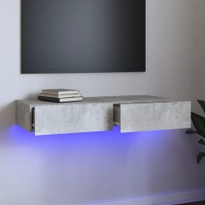 Tv skapītis ar led apgaismojumu, betona pelēks, 90x35x15,5 cm