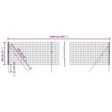 Stiepļu žogs, zaļš, 0,8x25 m, cinkots tērauds