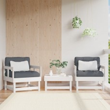 Dārza krēsli ar matračiem, 2 gab., balts priedes masīvkoks