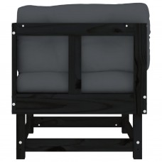 Stūra dīvāni ar matračiem, 2 gab., melns priedes masīvkoks
