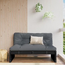 Dārza vidējais dīvāns, melns, 120x80 cm, priedes masīvkoks