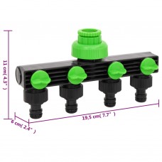 4-virzienu krāna adapteris, zaļš, melns, 19,5x6x11 cm, abs, pp
