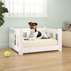 Suņu gulta, 55,5x45,5x28 cm, priedes masīvkoks, balta