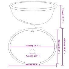 Vannasistabas izlietne, balta, 49x40,5x21 cm, ovāla, keramika