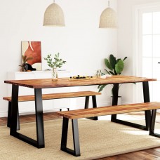Virtuves galds, dabīgas formas malas, 200x90x75 cm, akācija