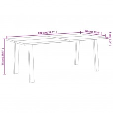 Virtuves galds, 200x90x75 cm, akācijas masīvkoks