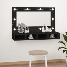 Spoguļskapītis ar led, melns, 90x31,5x62 cm