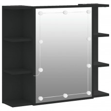 Spoguļskapītis ar led, melns, 70x16,5x60 cm