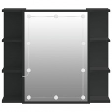 Spoguļskapītis ar led, melns, 70x16,5x60 cm