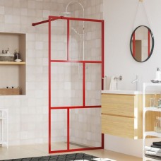 Dušas siena, caurspīdīgs esg stikls, 80x195 cm, sarkana