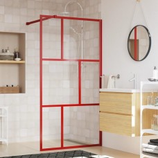 Dušas siena, caurspīdīgs esg stikls, 100x195 cm, sarkana