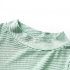 Bērnu krekls ar garām piedurknēm, apkakli, tumša piparmētru krāsa, 128