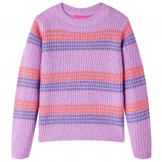 Bērnu džemperis, svītrains, adīts, lillā un rozā, 104