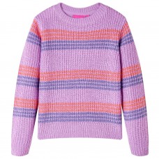 Bērnu džemperis, svītrains, adīts, lillā un rozā, 116