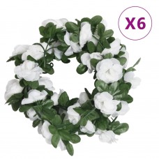Mākslīgo ziedu vītnes, 6 gab., baltas, 250 cm