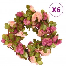 Mākslīgo ziedu vītnes, 6 gab., rozā, 250 cm