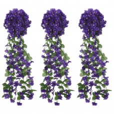 Mākslīgo ziedu vītnes, 3 gab., tumši violets, 85 cm