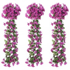 Mākslīgo ziedu vītnes, 3 gab., violetas, 85 cm