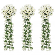 Mākslīgo ziedu vītnes, 3 gab., balts, 85 cm
