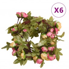 Mākslīgo ziedu vītnes, 6 gab., rozā, 215 cm